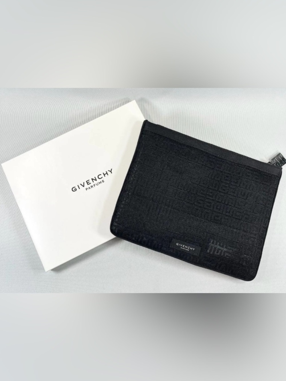 Givenchy Black Mesh Pouch with Monogram Texture
